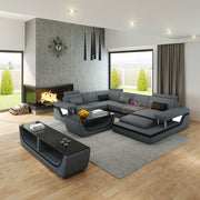 U-Shaped Fabric Sofa | Dual Color 5-Seater | Expandable Lounge (Black, White, Brown, Green, Cream, Cherry, Red, Blue, Grey & Caramel) R6082